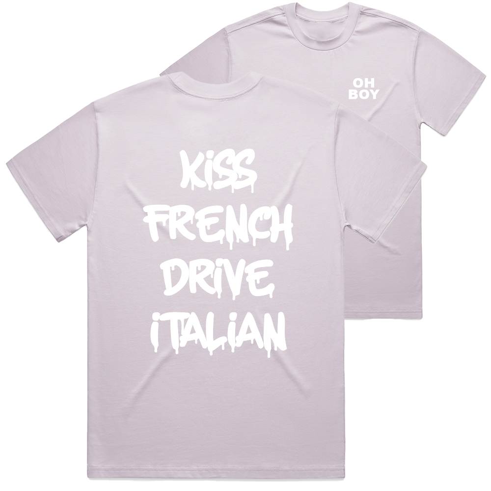"Kiss French Drive Italian" White Shirt - Underground Raffles
